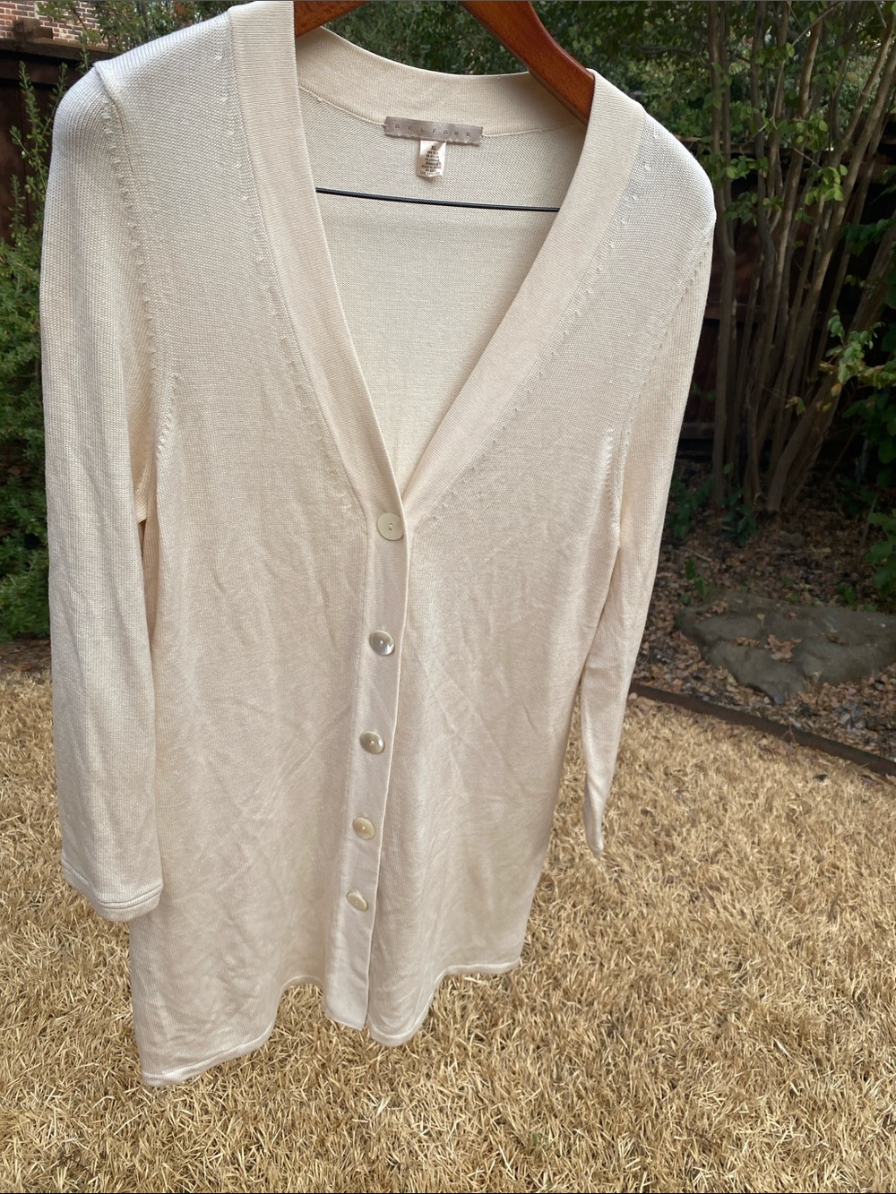 BELFORD Cream 5 Button Cardigan Silk-Blend Sweater Size XL